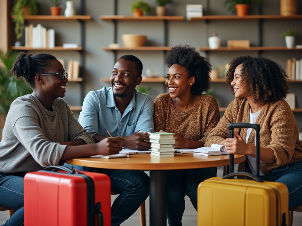 A group of young African adults seated on a round table